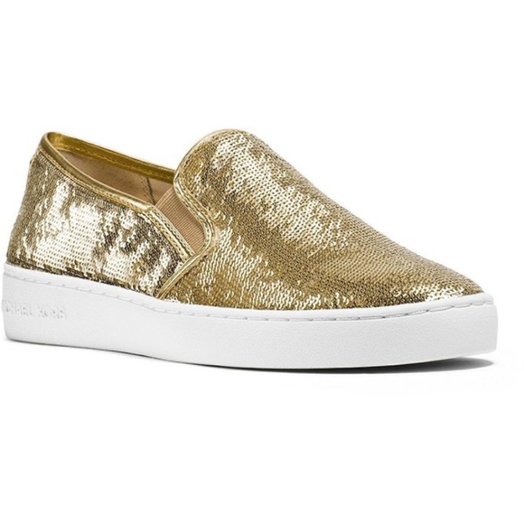 michael kors gold slip on shoes